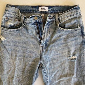 Pistola Distressed Straight Leg Light Blue Denim Jeans Size 26